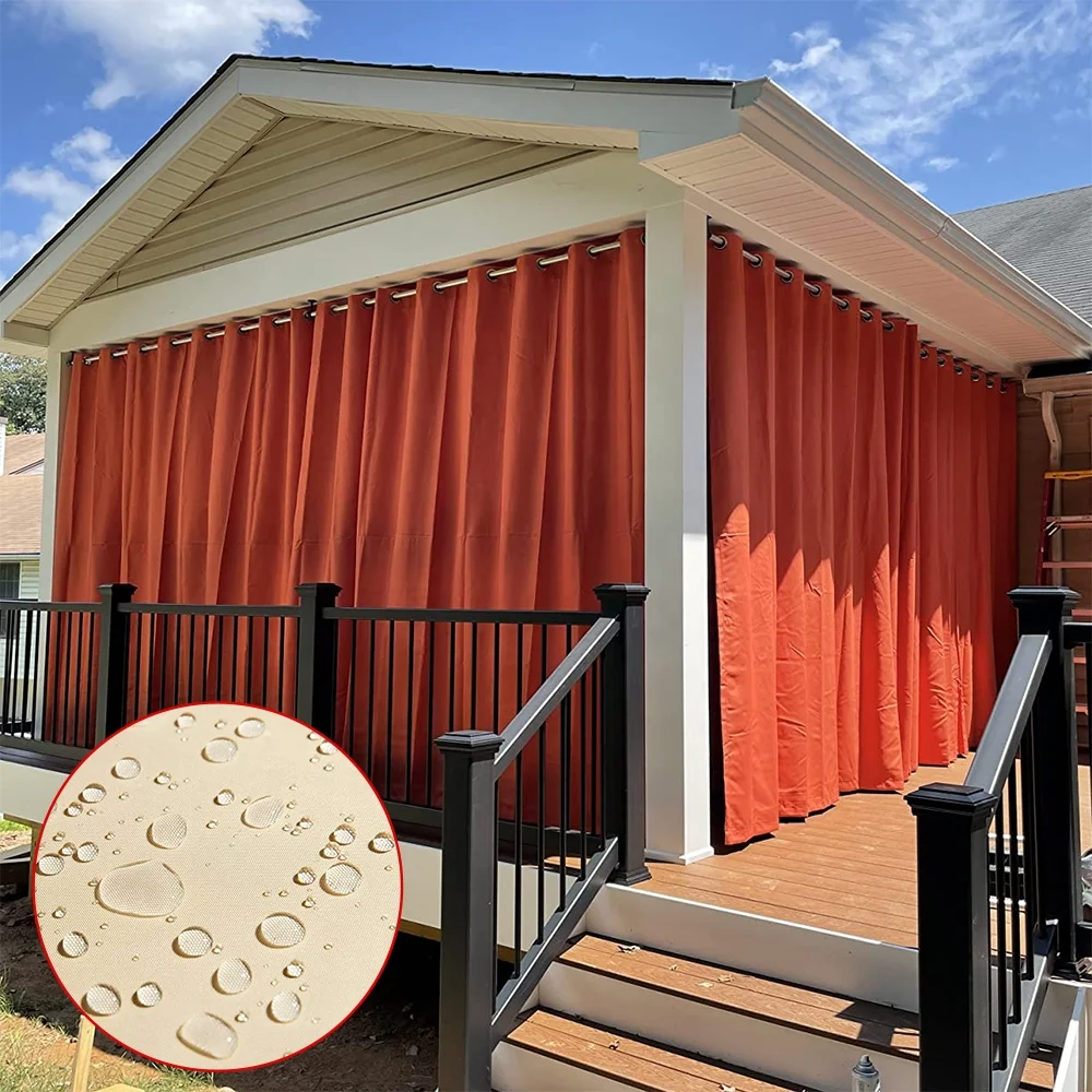 UV and Fade Resistant Outside Curtains for Gazebo, Front Porch, Pergola,Patio Sun Blocking Privacy Waterproof Wholesale Curtains