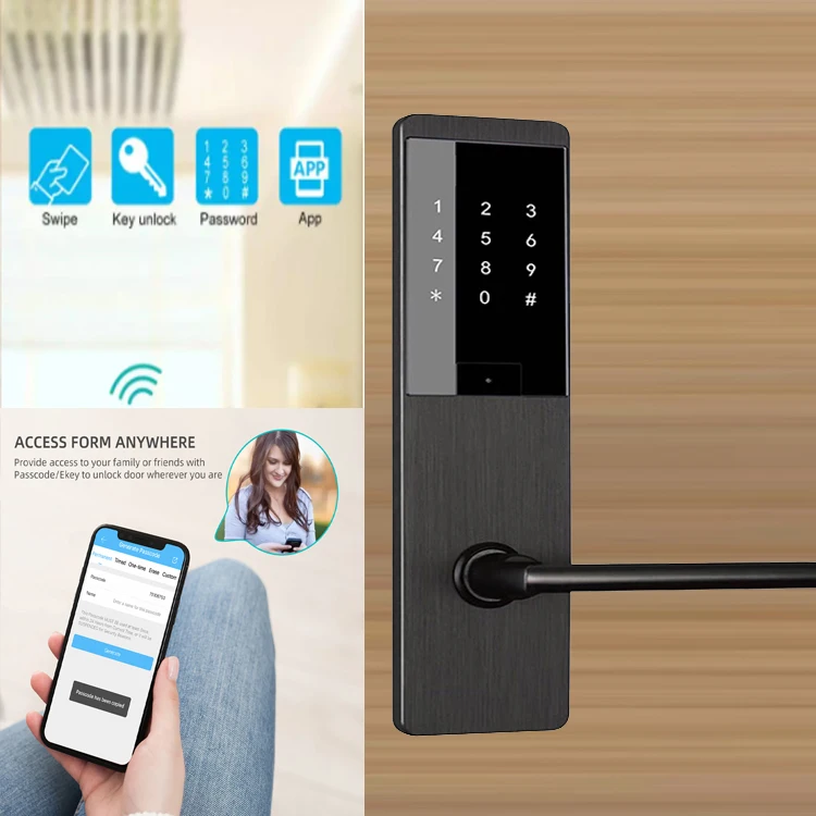 Easloc Top Security Smart Electric TT Lock APP Home Entry Gate Furniture IC Card Password Safe Safety Door Lock