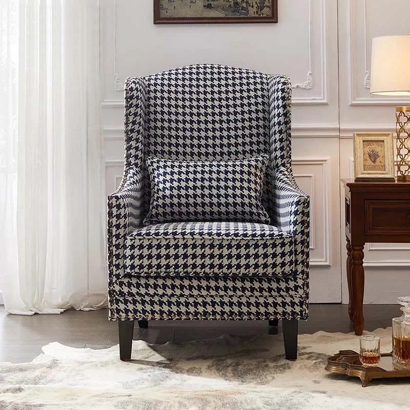 Новый американский стиль, тканевое серое и белое Сетчатое кресло для отдыха, кресло для гостиной, балкона, дивана, кресло, оптовая продажа