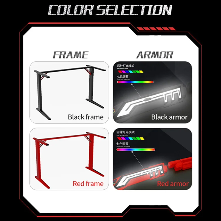 Wholesale Modern T Shaped RGB Red Gaming Desk With LED Custom PC E-sports Gamer Desk 120cm Computer Gaming Table