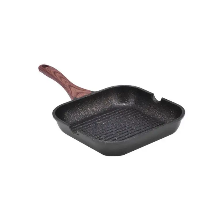 Manufacturers stock steel handle double bottom frying pan sanding non-stick aluminum frying pan