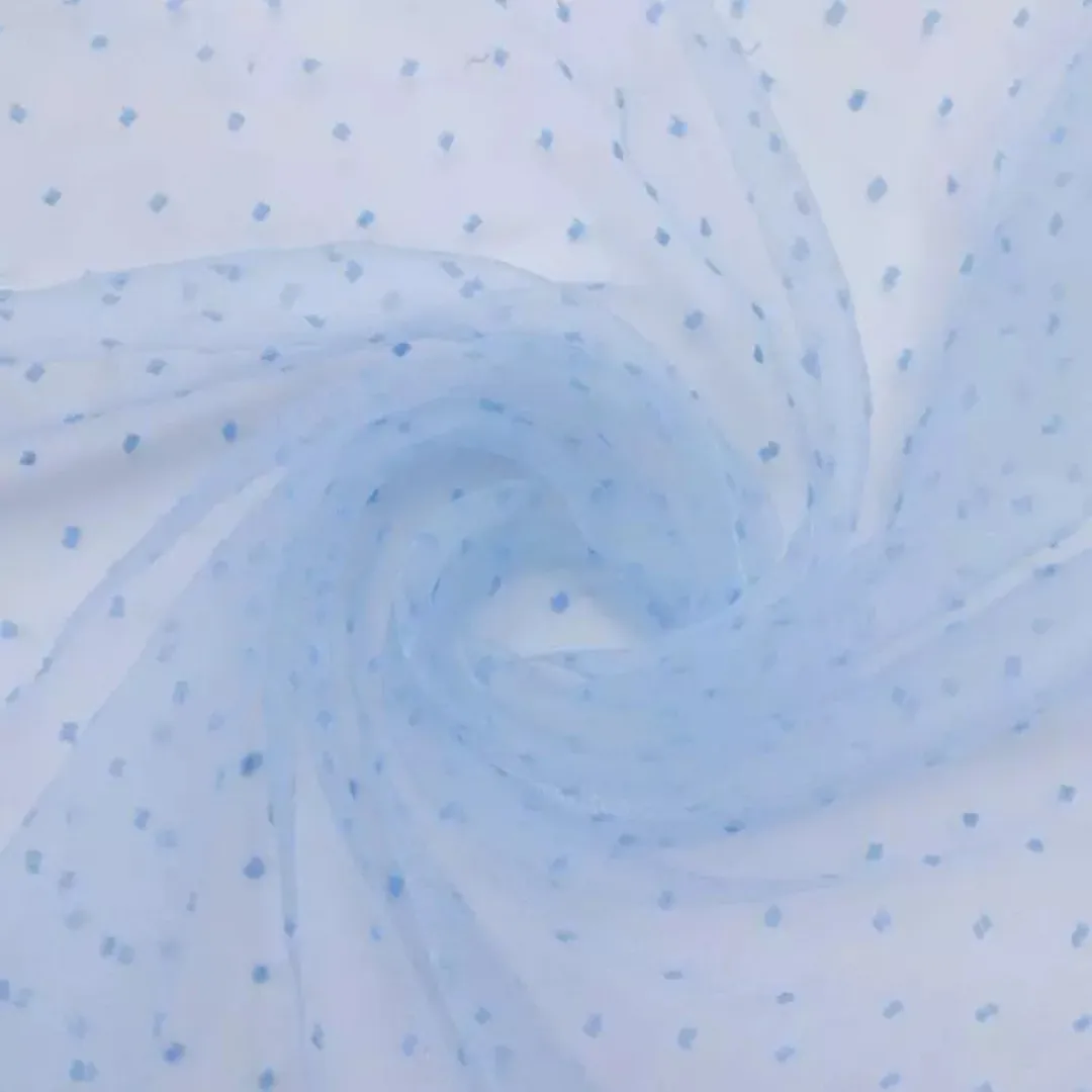 In Stock Dot Pattern Jacquard Weave Polyester Bubble Seersucker Organza for Bridal Veil