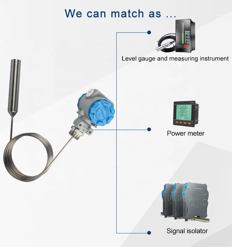 Capacitive fuel tank oil level sensor level range 1m 2m 5m range 4-20mA 0-10V 0-5V