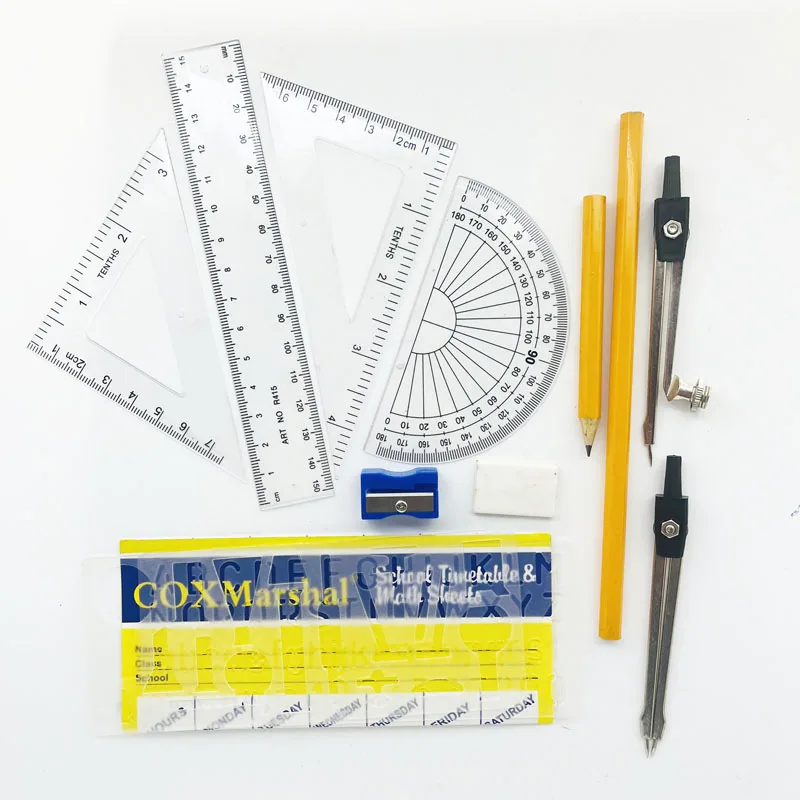Ghana Market Hot Selling Best Quality Cox Marshal Math Sets with Zinc Compasses Inside