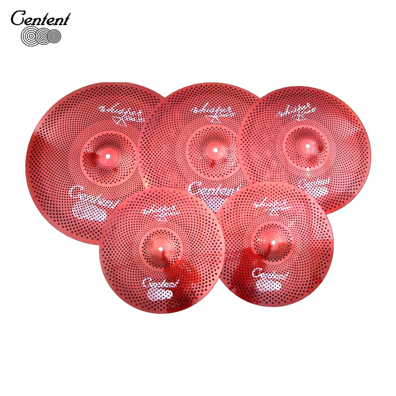 Electronic Drum Cymbals Whisper Series Red Color Low Volume Cymbal Pack 5 Pieces