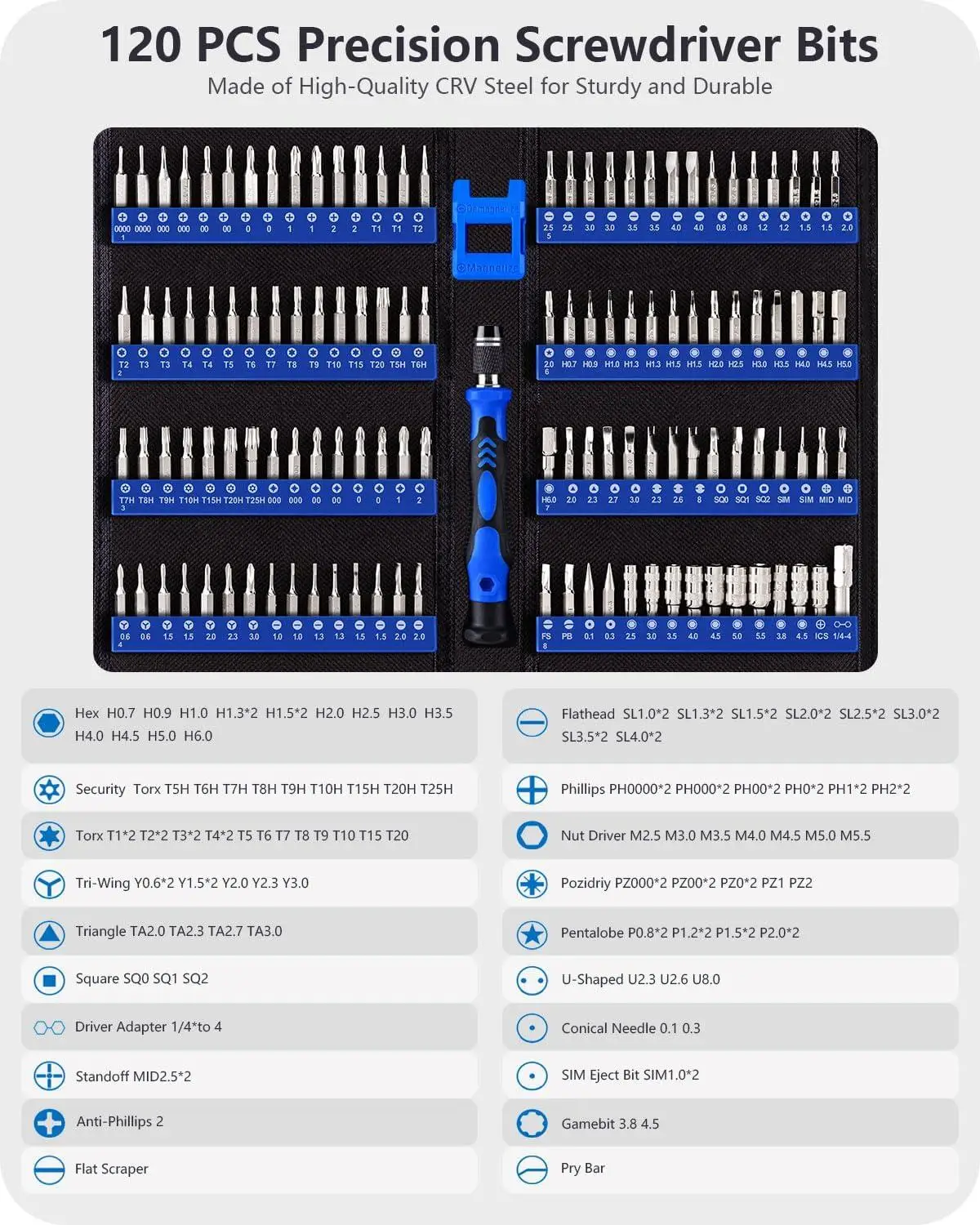 Peaktop  Precision Screwdriver Set, Computer Tool Kit, 146 PCS Laptop Screwdriver Kit
