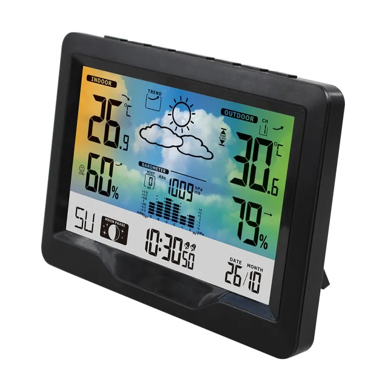 Wireless Weather Station Indoor Outdoor Color Screen Weather Forecast Station with Outdoor Sensor Digital Temperature and Humidi