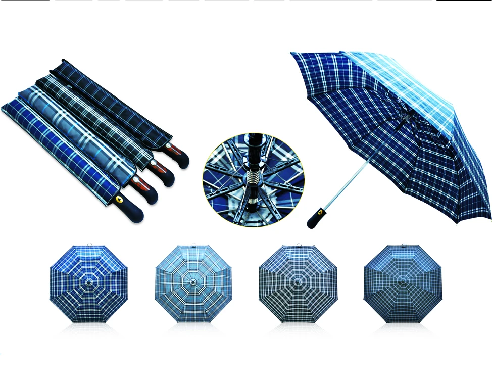 High Quality luxury Super Strong full fiberglass Auto Open windproof Telescopic folding men umbrella