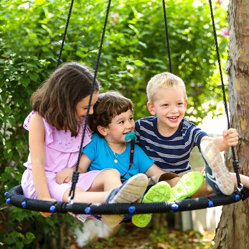 Custom Sales Kids Outdoor Portable Circular Hanging Garden Round Nest Swing Saucer Tree Net Swing