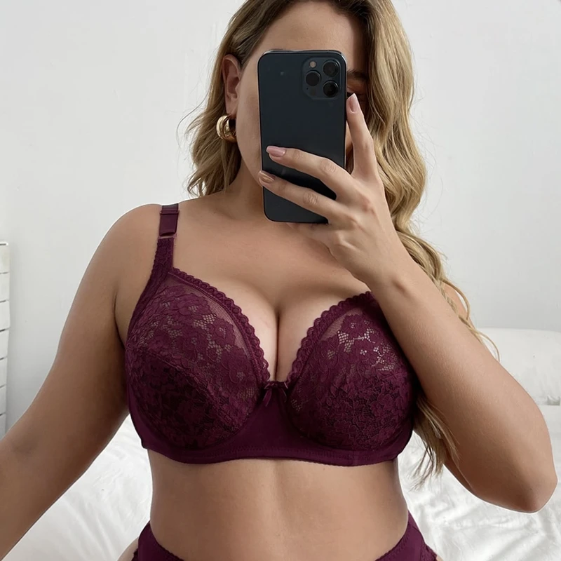 RTS Solid Color Underwire Bralette no Foam Pad Female Cotton Bras Lace Bra for Women -12510-1