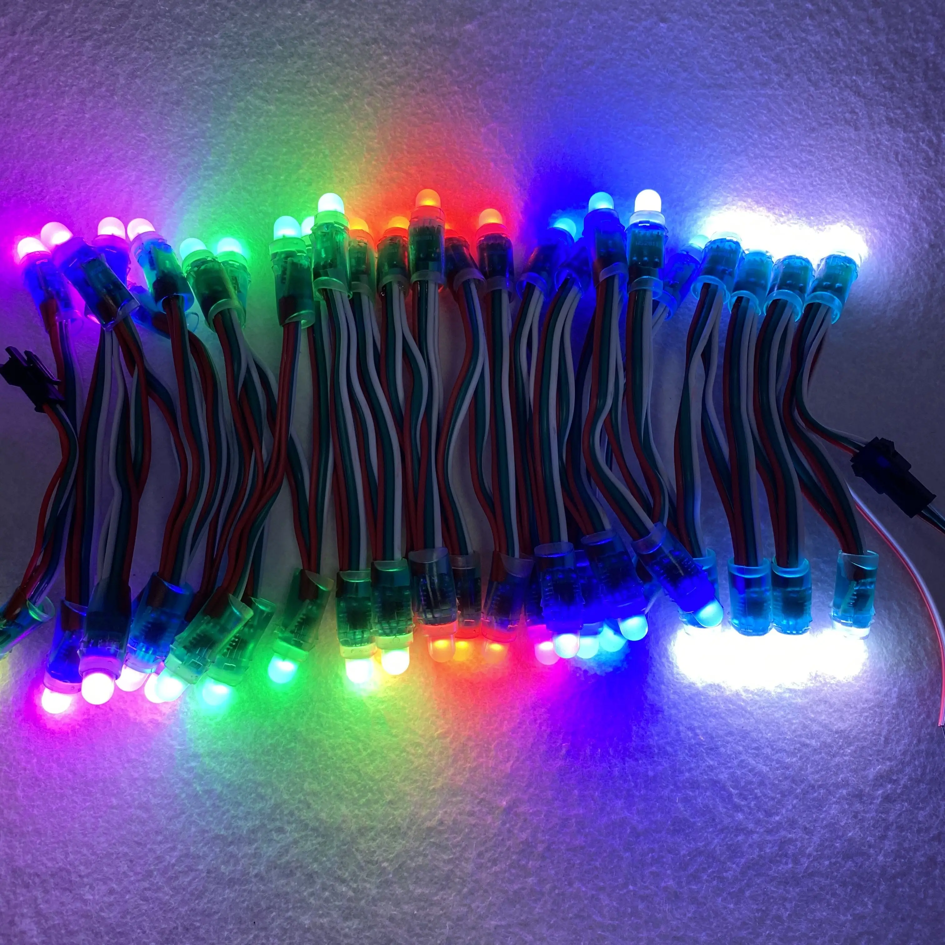 DC5V 50nodes/string 3inches(7.6cm) spacing WS2811 addreable LED pixel string light,IP68;RGB full color;24AWG wire