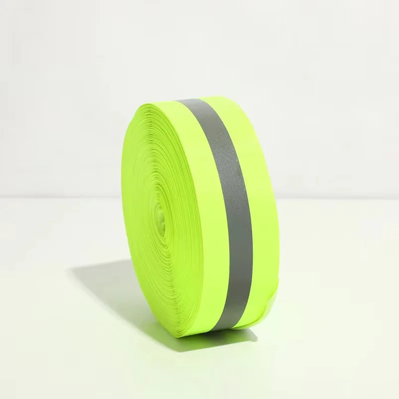 QD 10mm 15mm 38mm Fluorescent Custom Design Safety Polyester Polyurethane For Dog Collar Garment Accessories Reflective Webbing