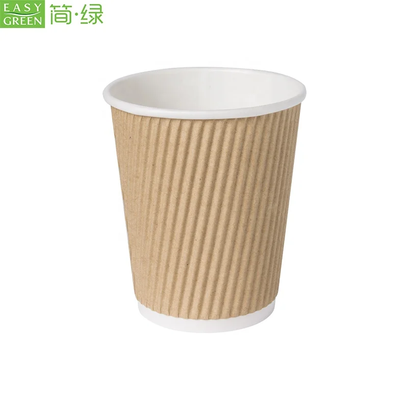 
EASY GREEN 10oz Hot Sell Double corrugated Wall Disposable hot Coffee Paper Cup 