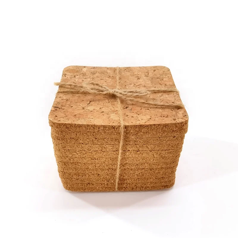 Mini pallet drink coffee cup coaster high quality custom blank plain round square shape solid cork wood coaster