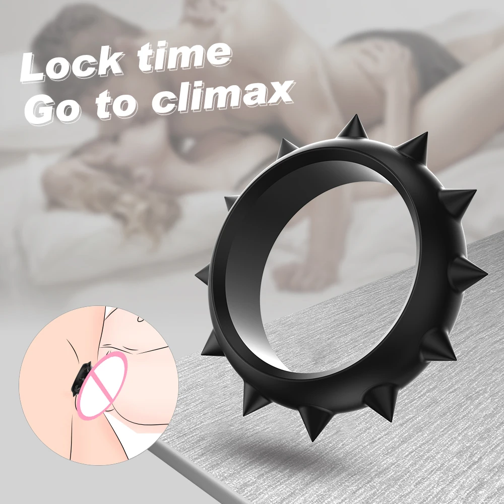 Medical Silicone Cock Ring with Metal Rivets Soft Vibration Feature for Male Ejaculation Delay Penis Rings
