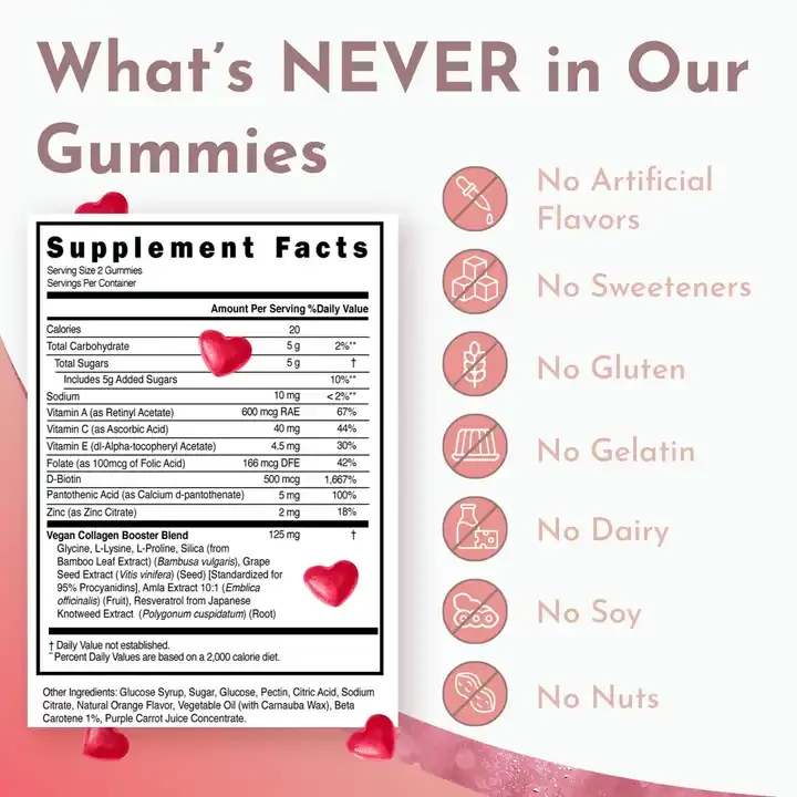 OEM Healthife  Vitamin GummiesVegan  Collagen Gummies for glowing skin fruity flavor healthy food supplements