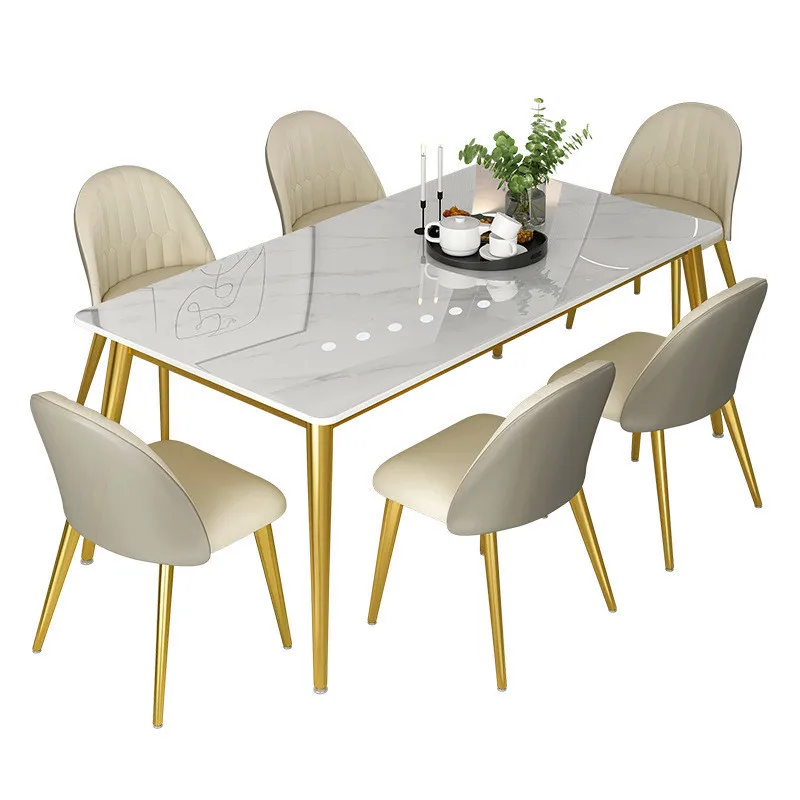 Rectangular Ginza 8 Seater Metal Stone Italian Modern Dinning Tables Luxury Tables Marble Top Dining Laminated Table