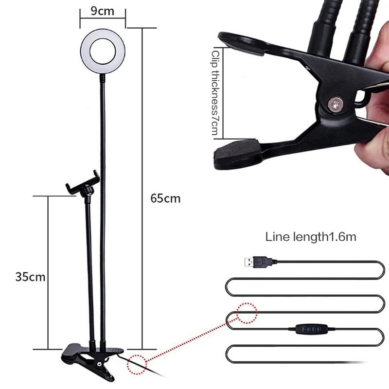 2 In 1 360 Degree Rotating Adjustable LED Light Stand Cell Phone Holder For Selfie Live Streaming For iPhone 11 Pro Max