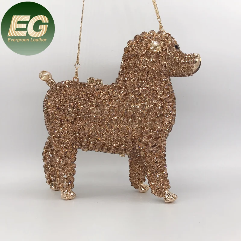 Leb1518 собака форма с украшением в виде кристаллов клатч со стразами кошелек женские Вечерние Нарядные блестящие мини Bling на плечо женская обувь животного