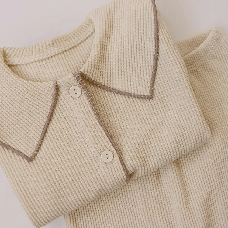 2022 Spring Autumn Baby home clothes leisure Suits New Korean Style Newborn Waffle Fabric Suits Long Sleeve Tops Pants Baby Sets