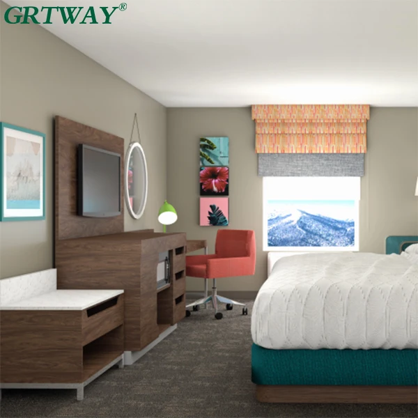 Guangdong Hotel Furniture Manufacture Wholesale Hilton Hampton Inn Hotel Room Furniture Set