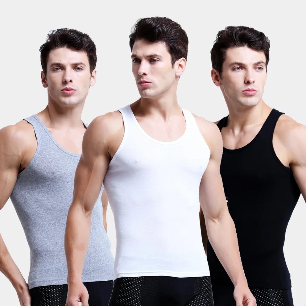 Wholesale Custom Logo Comfortable Solid Color Men Casual 100% Cotton Breathable Tank Tops