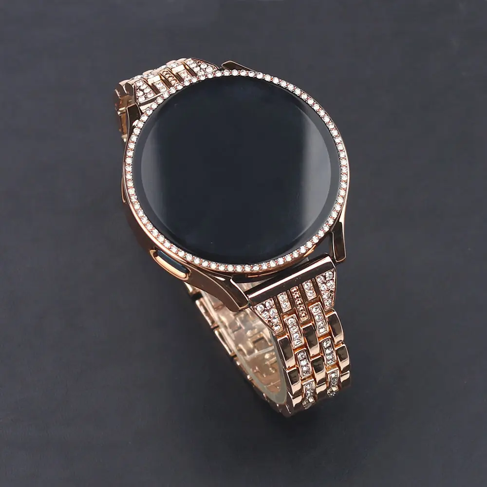 Stylish Metal Strap for Samsung Galaxy Watch 4 5 6 40mm 44mm Premium Stainless Steel Diamond Shining Bracelet Cover 20mm 22mm