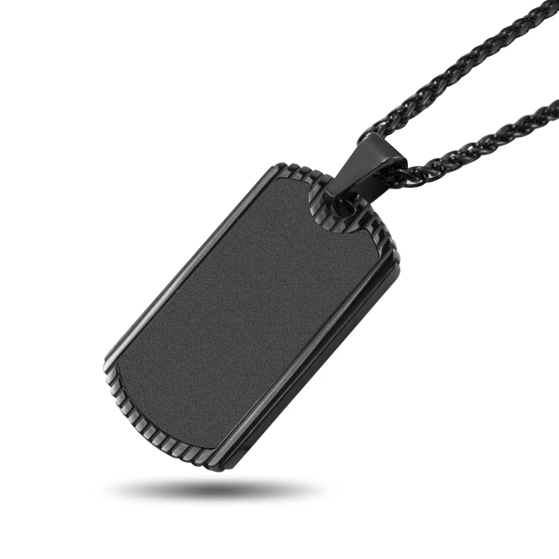Fashion cool men black titanium carbon fibre 316 stainless steel dog tag
