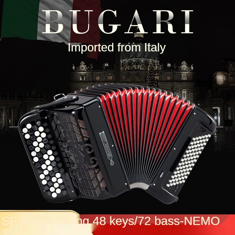 Итальянские импортные BUGARI профессиональные басы аккордеон 96BS, двойной инструмент системы NEMO I [B система] аккордеон