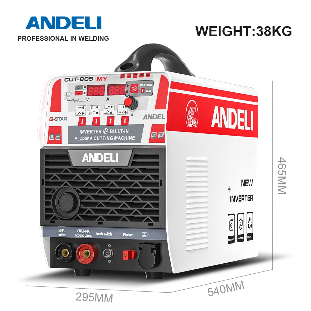 Andeli  220V 385V  CUT-80 HF Cut 2T 4T   2 IN 1MMA  Built in Compressor Plasma Cutting  Machine