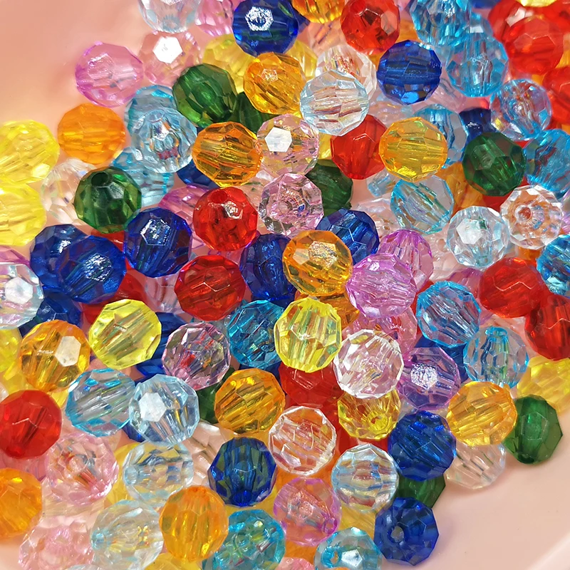 100pcs Crystal Acrylic 8mm Decorative Hand Briolette Faceted Rondelle Crystal Finding Spacer Gemstone Loose Beads