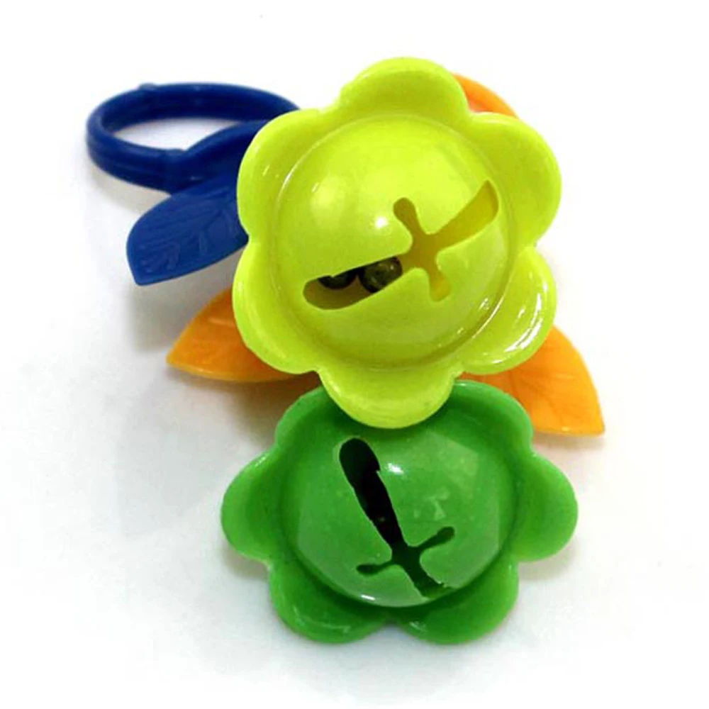 Promotional Cheapest Funny Plastic Finger Toy Rattle Flower Rings For Girl Play game