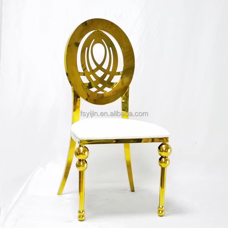 luxury royal event banquet used stainless steel gold wedding dining chair