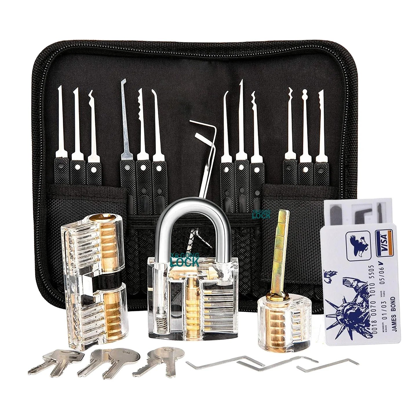 17Pcs Practice Lock Pick Tool Kit Padlock Locksmith tools Good quality Lockpicking tools