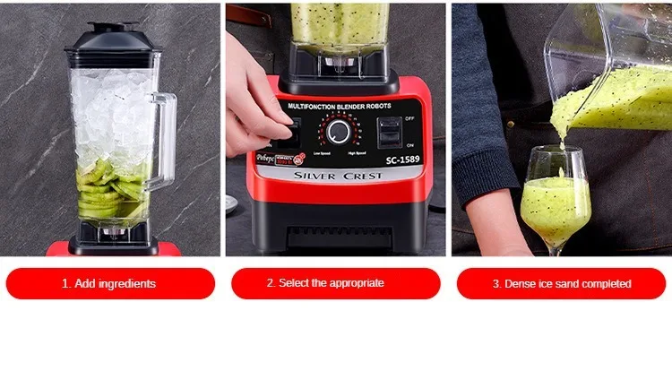 Hot Selling 4500W Silver Crest Commercial Electric Juicer 2-in-1 Heavy Duty Commercial Kitchen Mixer Blender Fresh Fruit Juice