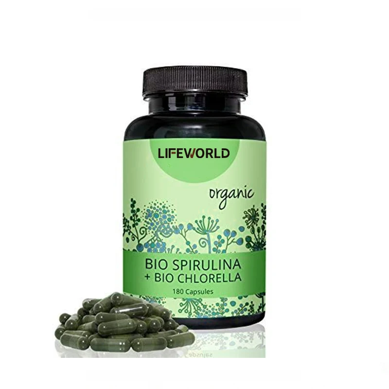 Lifeworld nature source spirulina powder tablets 500mg chlorella alga spirulina capsule