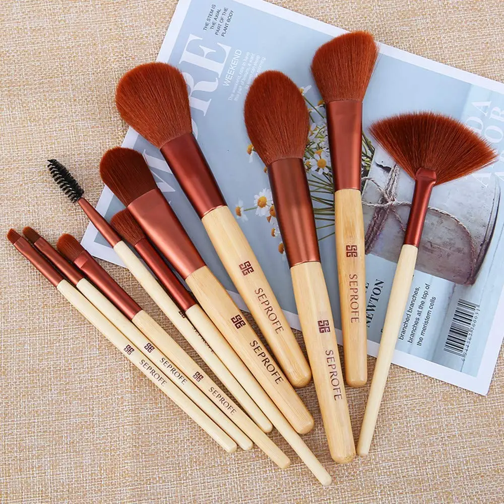 10Pcs Make Up Brush Kit  Kabuki Powder Foundation Contour Blush Concealer Eye Shadow Blending Liner Makeup Brush Set