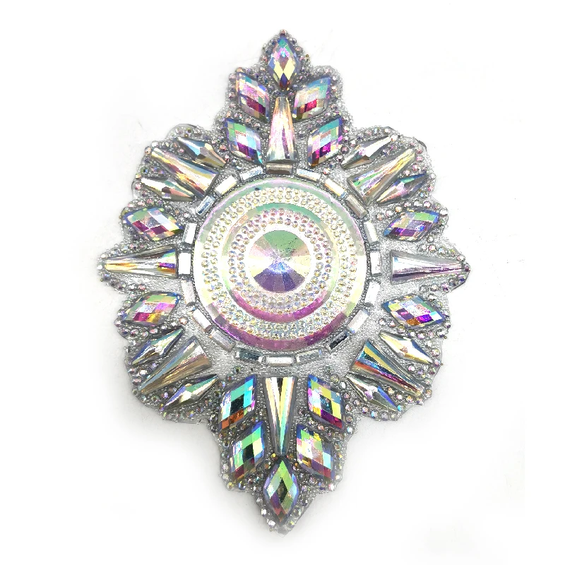 hot sale round nipple applique rhinestone patch diamante Iron On crystal motif appliques for samba dancing costumes decoration