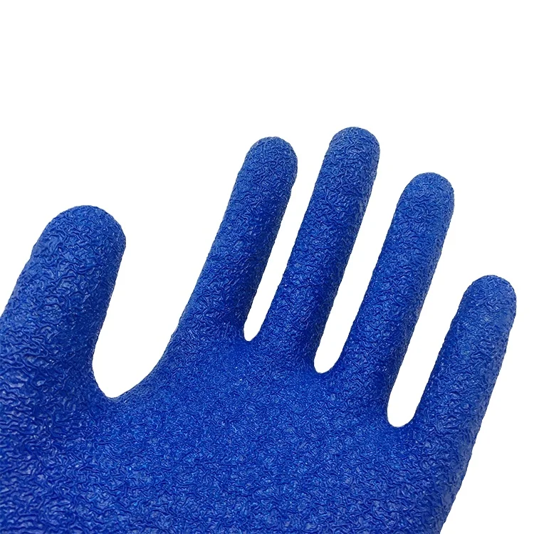 13 Gauge Work cut Glove Polyester knitted Crinkled Latex Coated Gloves