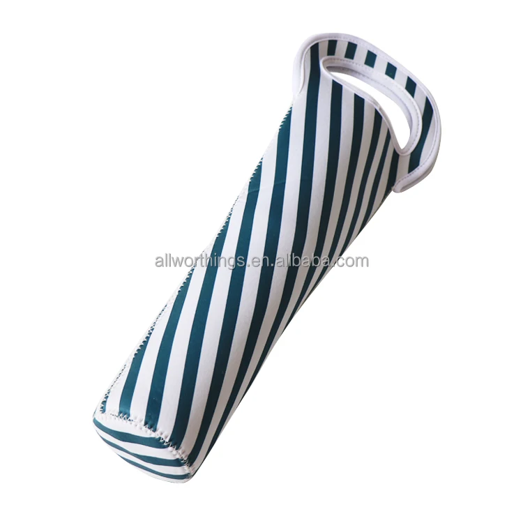 New Custom Neoprene Single Wine Bottle Carrier Tote Bag with Bottom