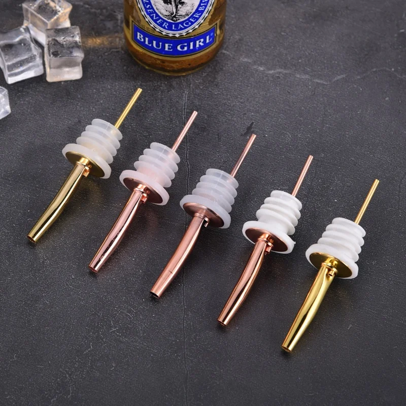 Wholesale bar cocktail whisky drink control speed spout oil bottle aerator rose gold black stainless steel wine pourer