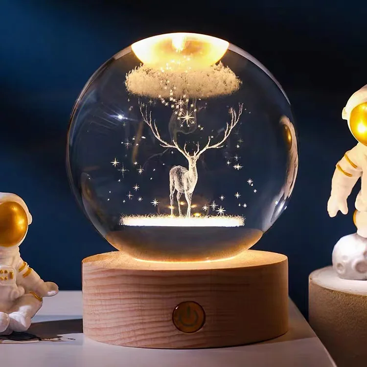 Роскошная Лунная галактика солнечная система Сатурн 3D Хрустальный шар кристалл планета ночник с зарядной сенсорной базой