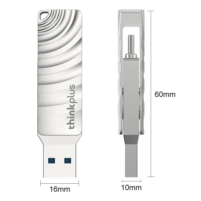 Оптовая цена 256GB Lenovo Thinkplus MU232 водонепроницаемый USB 3,2 и Type-C двойной флэш-накопитель