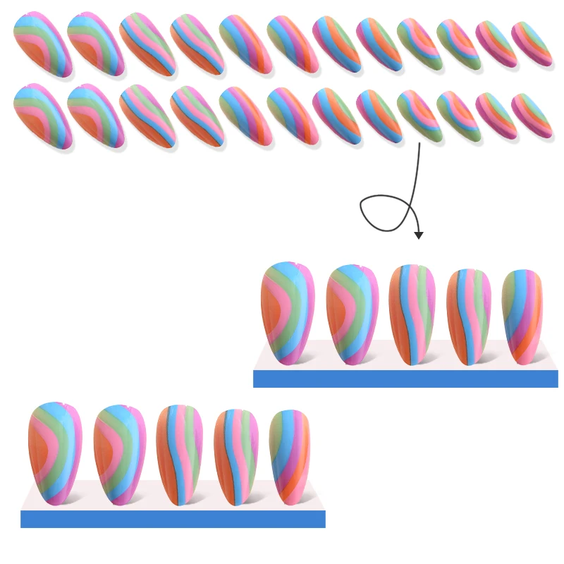 Ins Hot Sell Faux Ongles Printed Fake Nails Brand Accessories Art OEM Impress Manicure Reusable Long-Lasting Artificial Nails