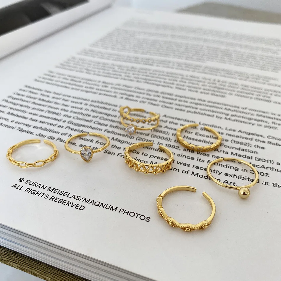 
Celi French Style 925 Sterling Silver Ring Jewelry Women Minimalist Fashion Design Dainty Thin Gold Rings 
