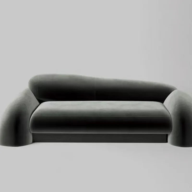 High quality Irregular angled pebble velvet sofa Nordic light luxury modern villa large floor 45 degree curved living room sofa