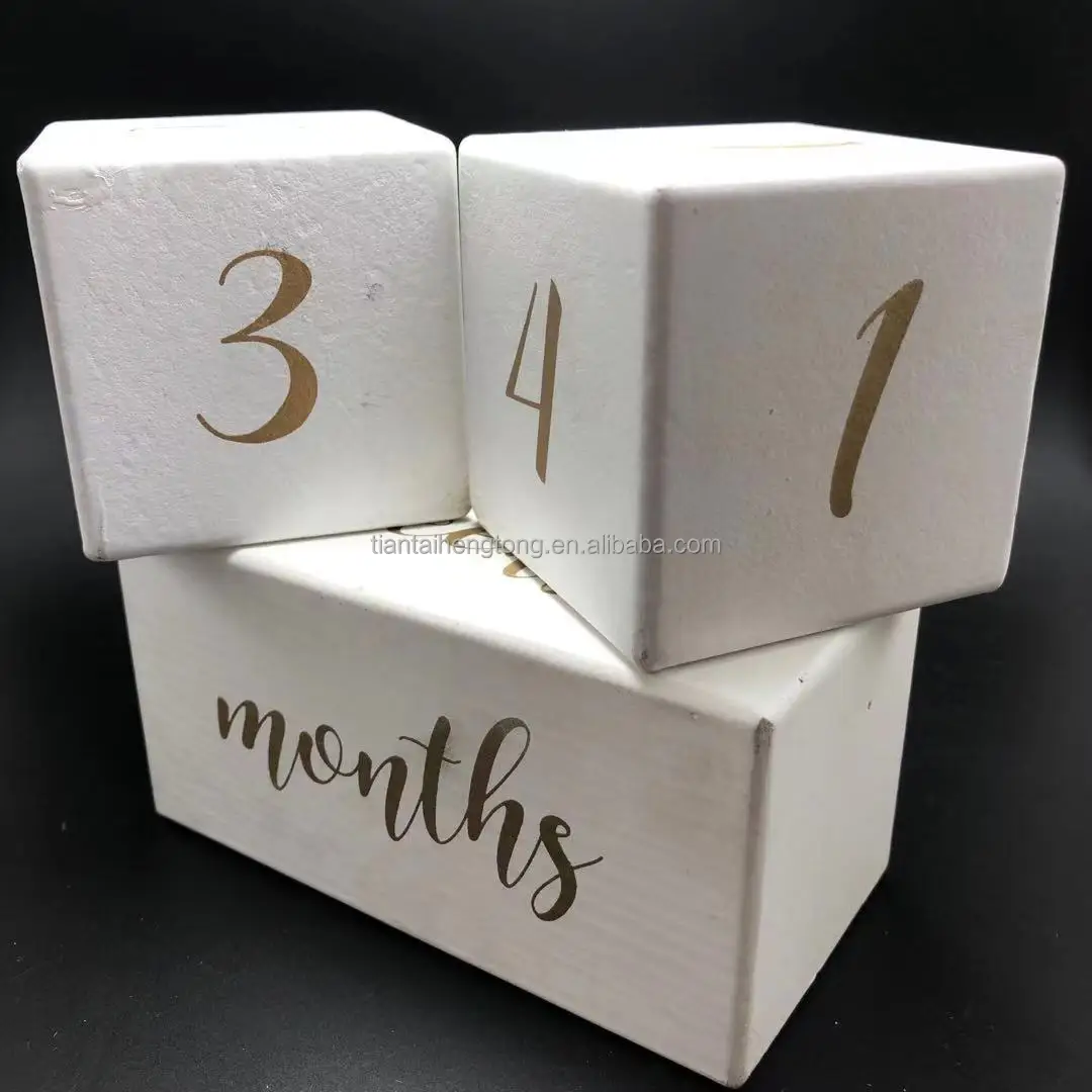 65mm MDF Wooden Cube Calendar Office Desk decoration countdown rectangular block DIY wooden cubic blocks