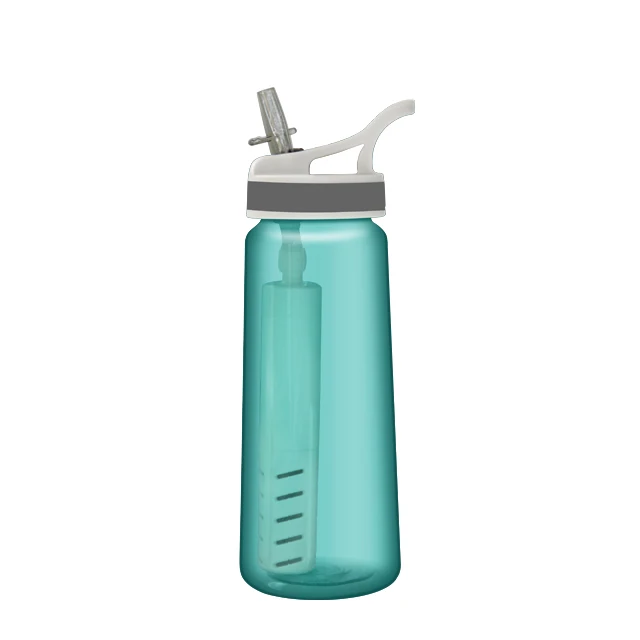 Fashionable unique BPA free 600ML sports Carbon water filter bottle with Custom Logo for camping hiking