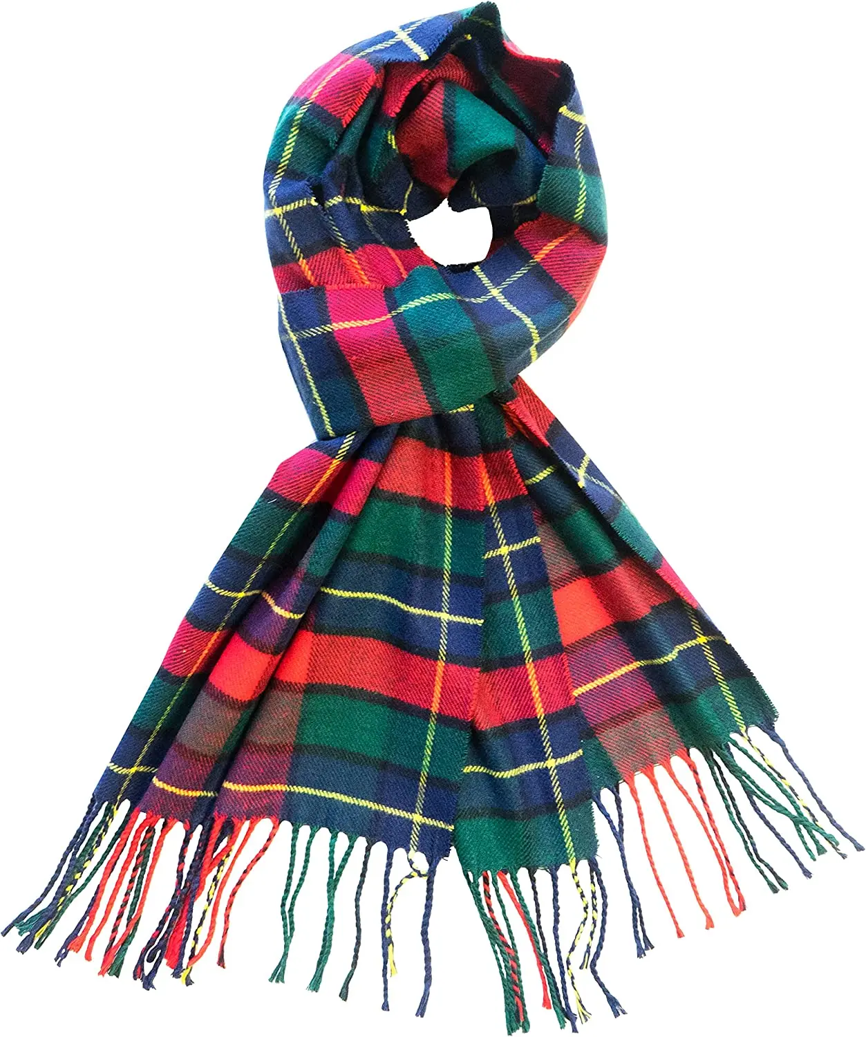 OEM  pattern customized hot warm cashmere feeling soft acrylic colorful shawl & scarf popular tartan plaid scarf