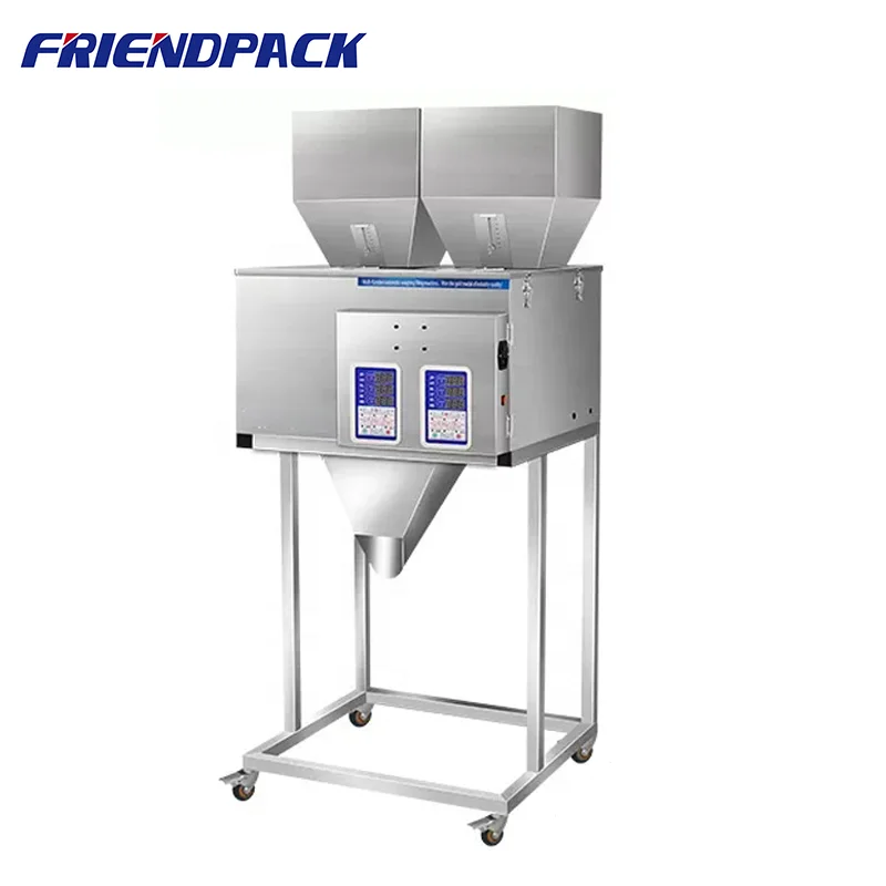 Double heads quantitative filling machine food dog food dispenser metering weighing machine powder dispensing filling machine